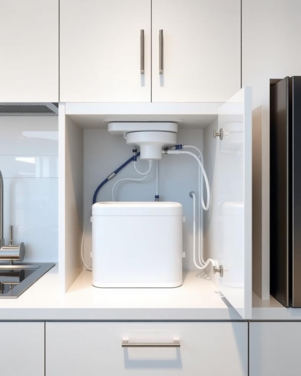 Reverse osmosis system installed under a kitchen sink